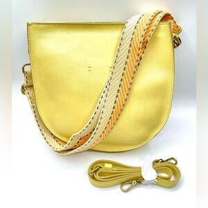 MADEWELL The Transport Saddle Bag-Yellow Leather Crossbody & Shoulder Bag.